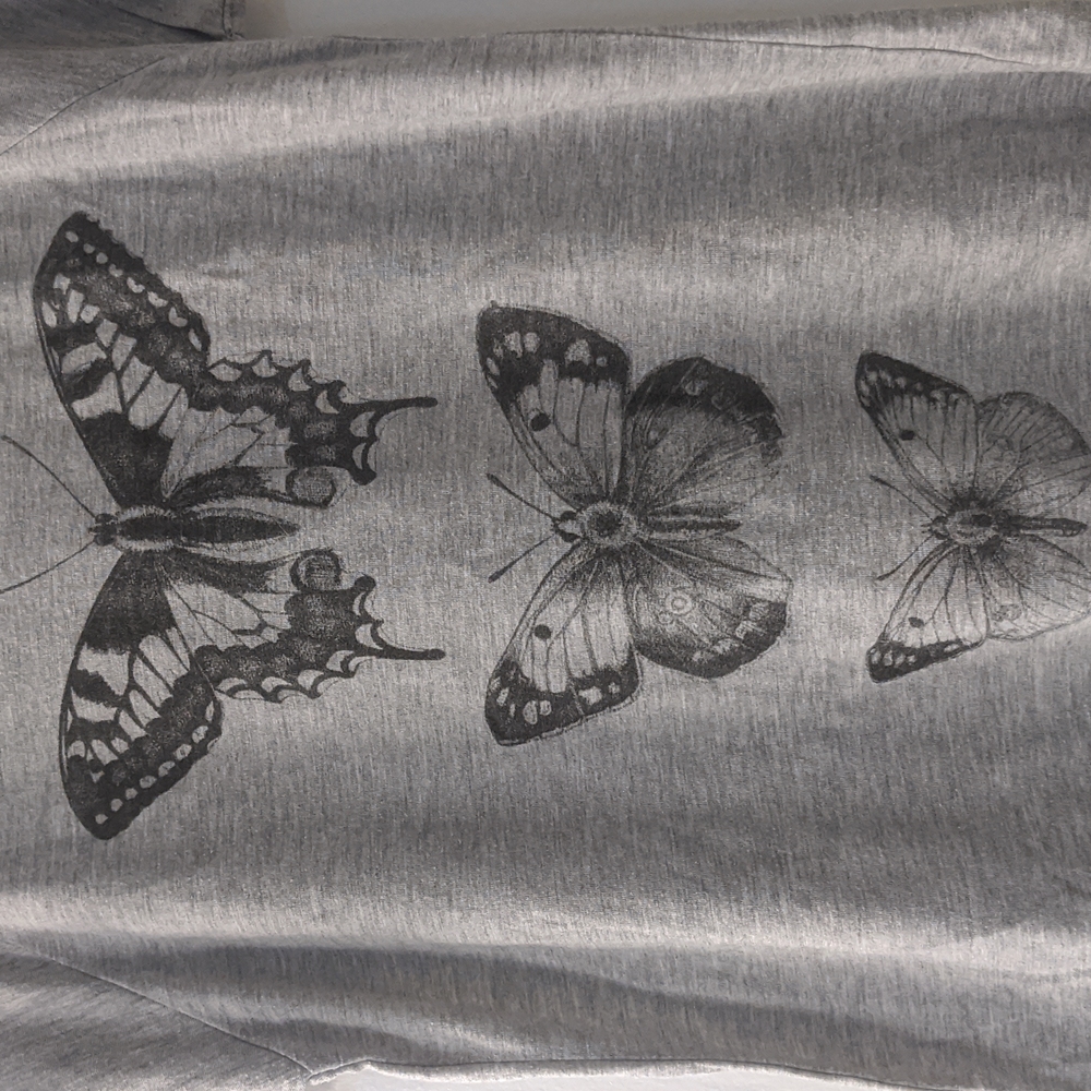 Gray Shirt w/ Butterflies - Picture 2 of 3